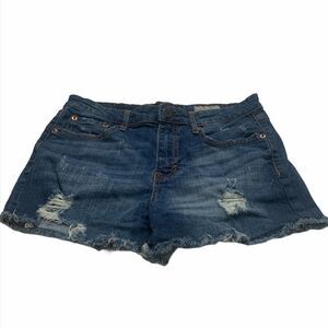 Aeropostale Distressed High Waist Mid Denim Short Shorts Sz 6